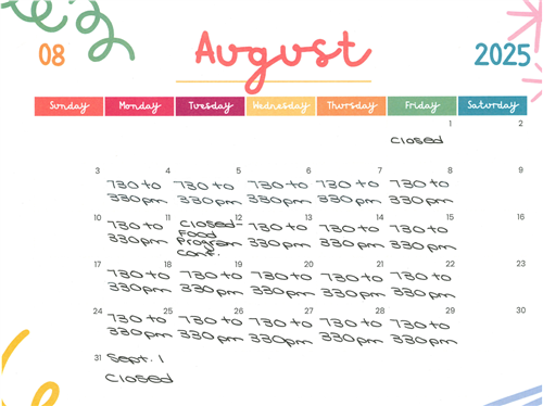 August calendar